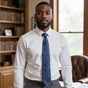 OAKTON Blue Paisley SILK Tie EUC  100% Silk FAST SHIPPING 875-13